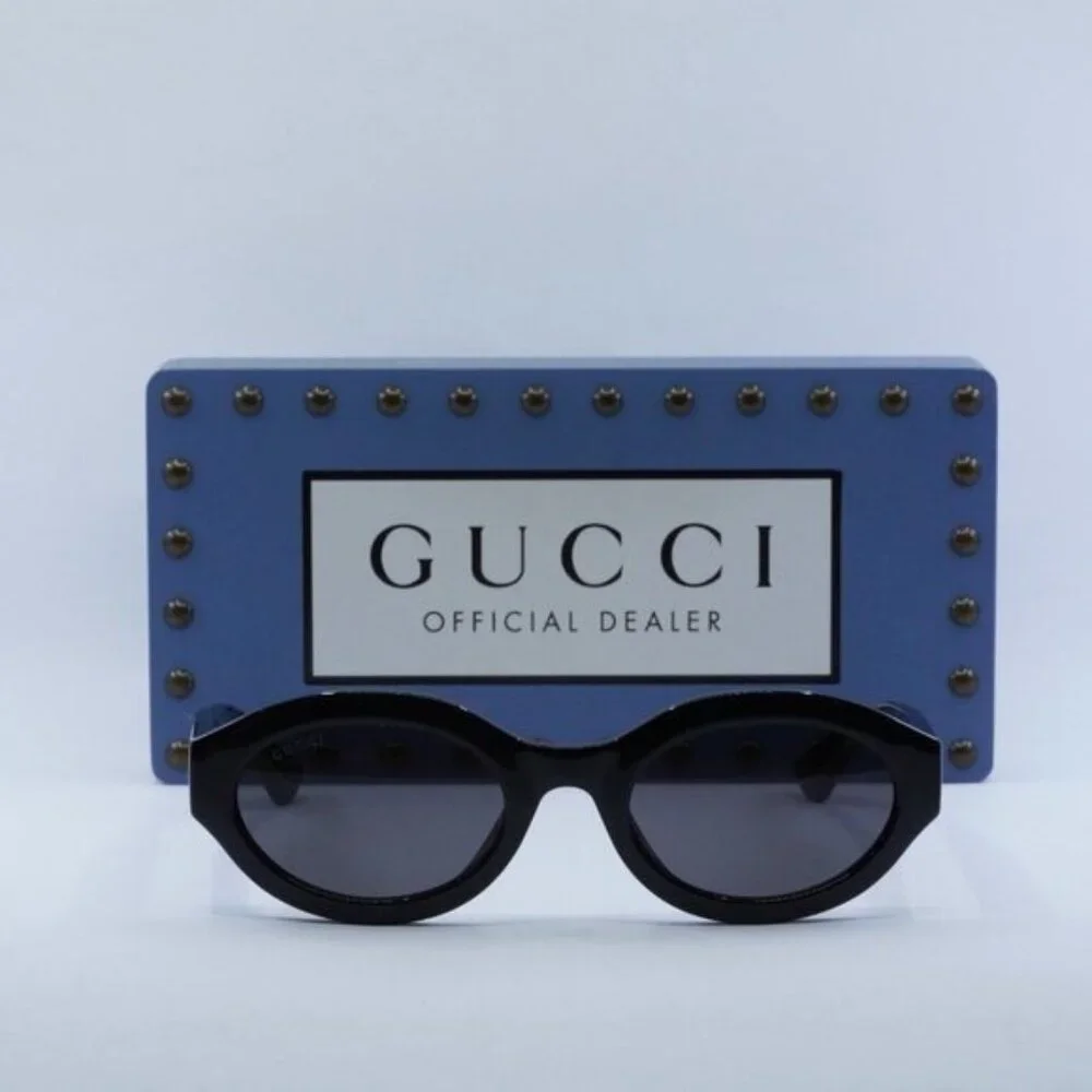 Gucci GG1579S 001 Oval Sunglasses - Black\Grey